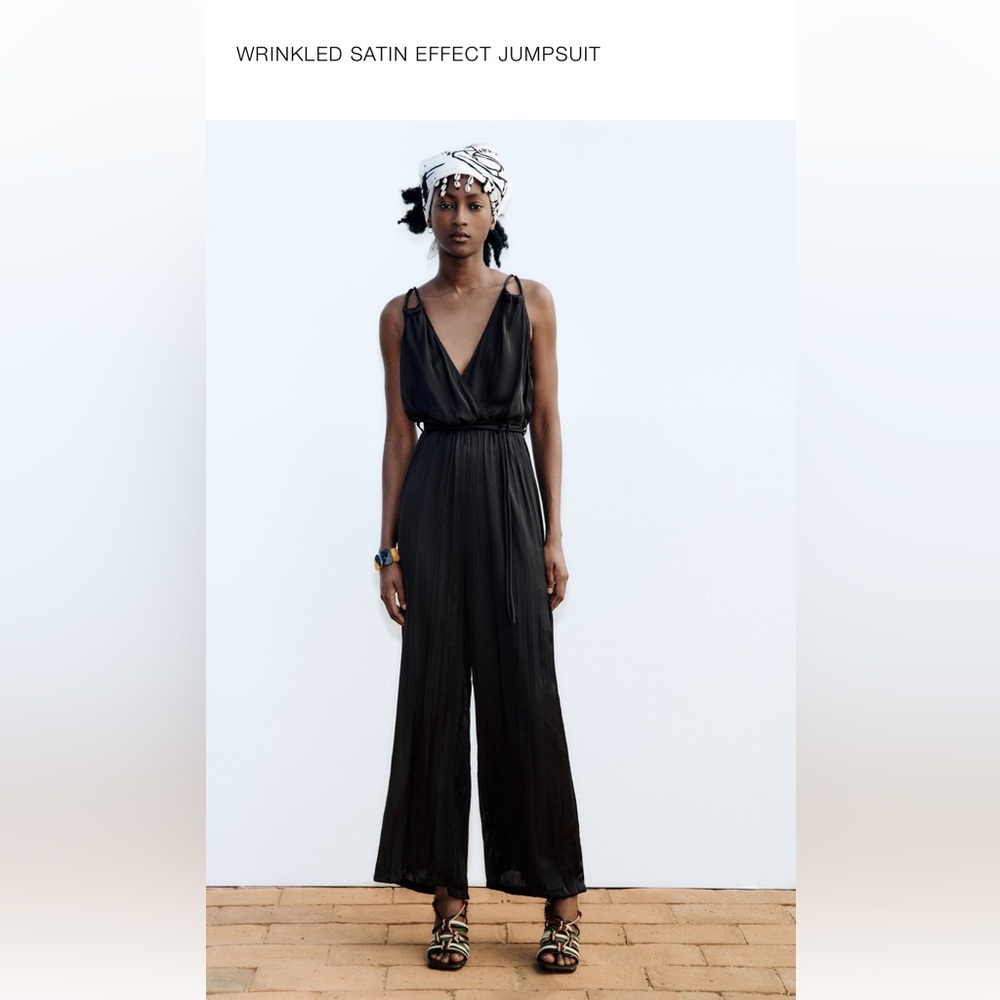 Wrinkled satin effect jumpsuit